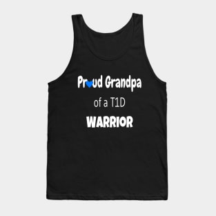 Proud Grandpa White Text Blue Heart Tank Top